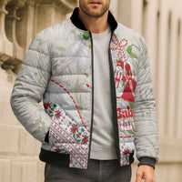 Baba Marta Bulgaria Bomber Puffer Jacket Martenitsa Snowdrop Shevitsa Folk Pattern