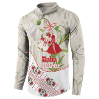 Baba Marta Bulgaria Button Sweatshirt Martenitsa Snowdrop Shevitsa Folk Pattern