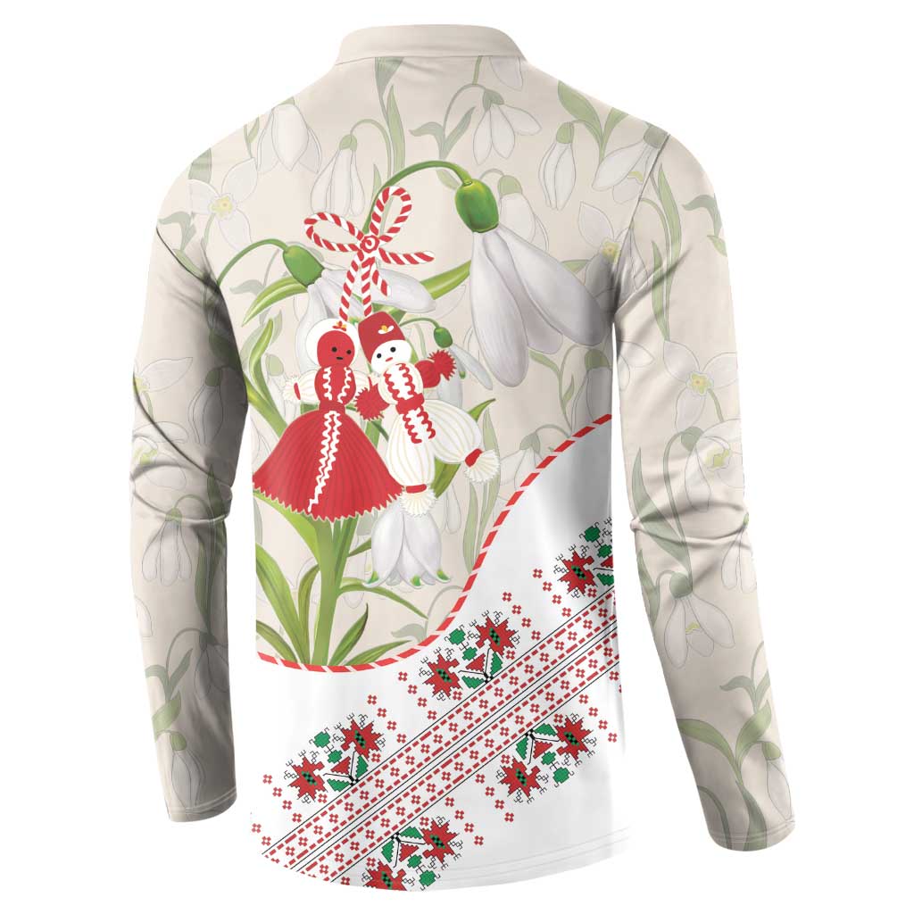 Baba Marta Bulgaria Button Sweatshirt Martenitsa Snowdrop Shevitsa Folk Pattern