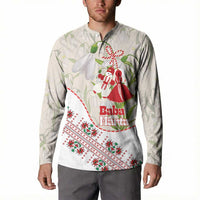 Baba Marta Bulgaria Button Sweatshirt Martenitsa Snowdrop Shevitsa Folk Pattern