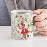 Baba Marta Bulgaria Ceramic Mug Martenitsa Snowdrop Shevitsa Folk Pattern
