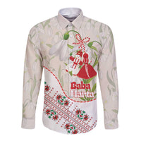 Baba Marta Bulgaria Long Sleeve Button Shirt Martenitsa Snowdrop Shevitsa Folk Pattern