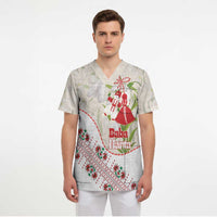 Baba Marta Bulgaria Scrub Top Martenitsa Snowdrop Shevitsa Folk Pattern