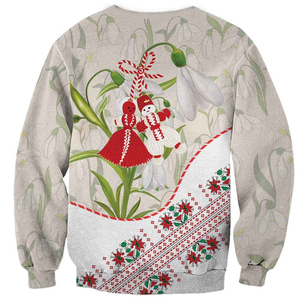 Baba Marta Bulgaria Sweatshirt Martenitsa Snowdrop Shevitsa Folk Pattern