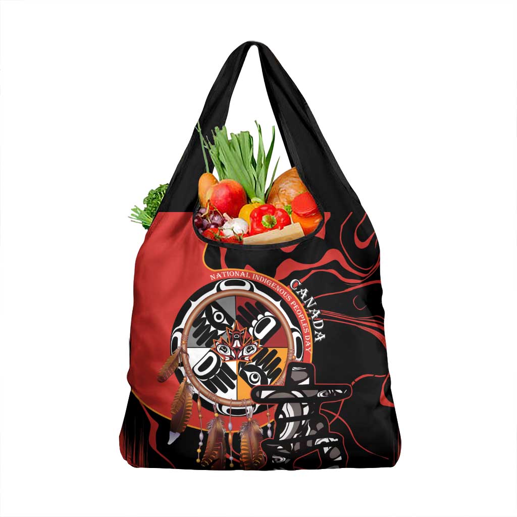 Canada National Aboriginal Day Grocery Bag Indigenous Peoples Inuksuit With Dreamcatcher