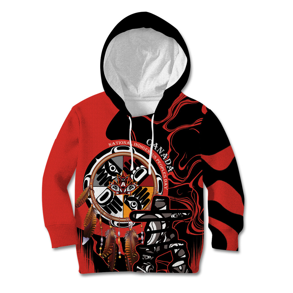 Canada National Aboriginal Day Kid Hoodie Indigenous Peoples Inuksuit With Dreamcatcher - Wonder Print Shop