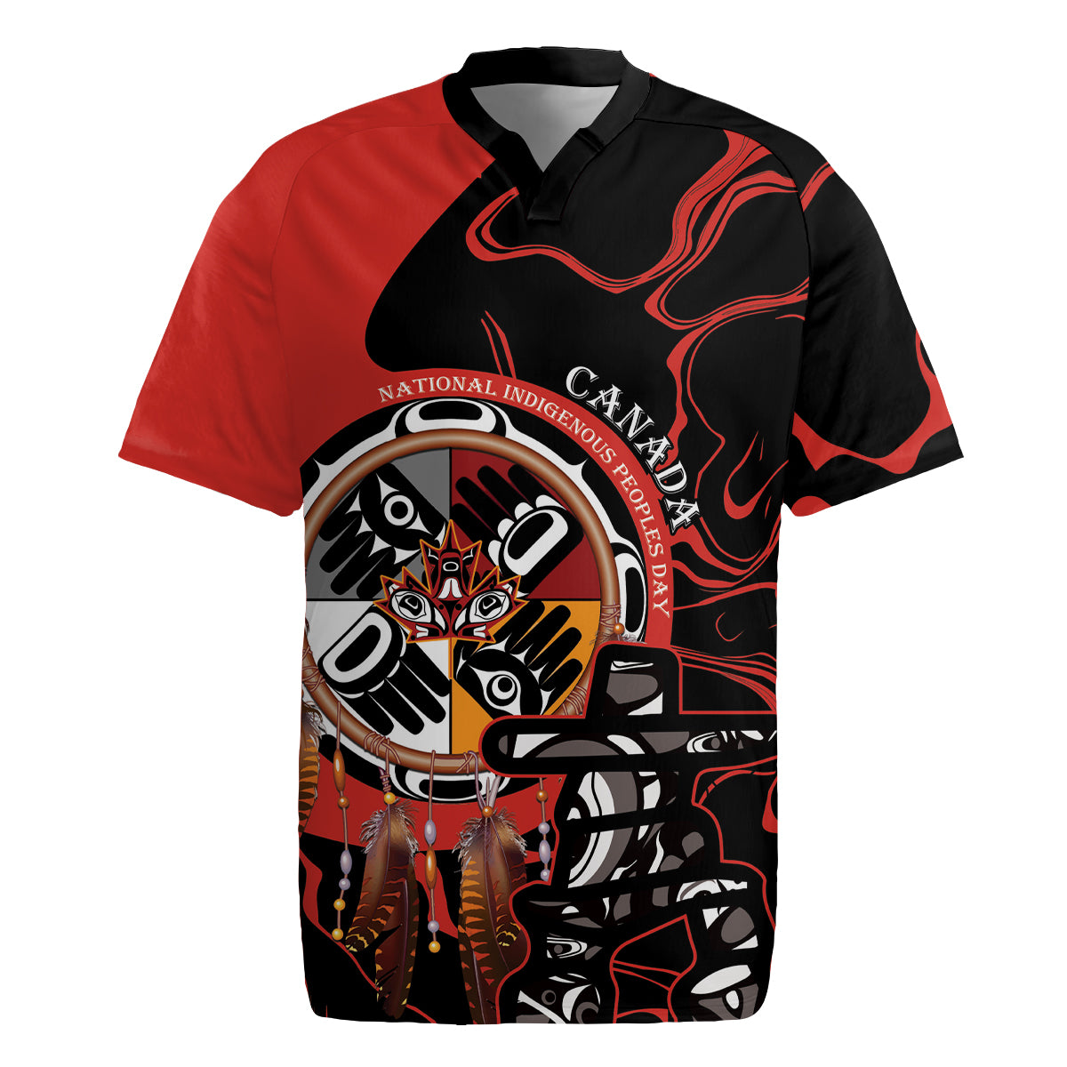 Canada National Aboriginal Day Rugby Jersey Indigenous Peoples Inuksuit With Dreamcatcher