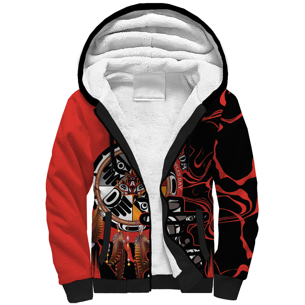 Canada National Aboriginal Day Sherpa Hoodie Indigenous Peoples Inuksuit With Dreamcatcher