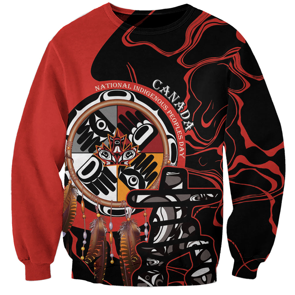 Canada National Aboriginal Day Sweatshirt Indigenous Peoples Inuksuit With Dreamcatcher