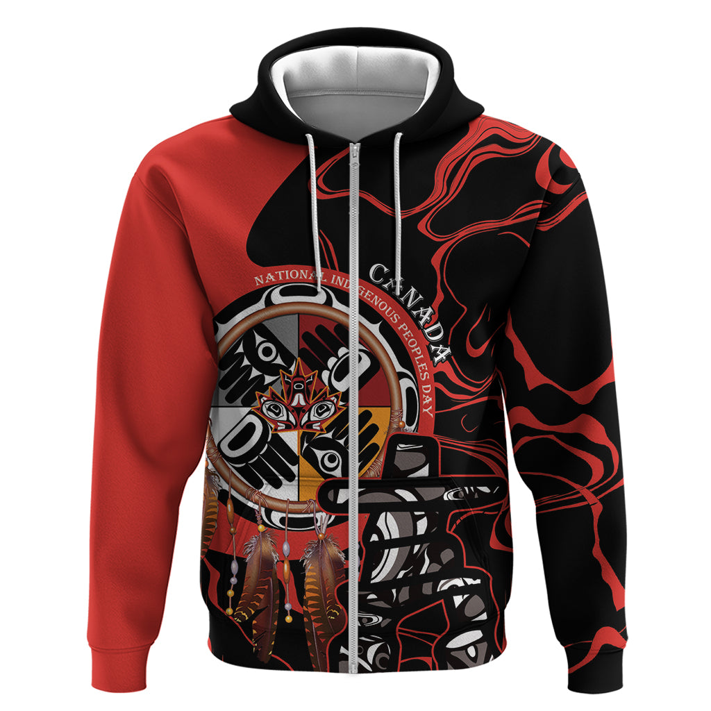 Canada National Aboriginal Day Zip Hoodie Indigenous Peoples Inuksuit With Dreamcatcher