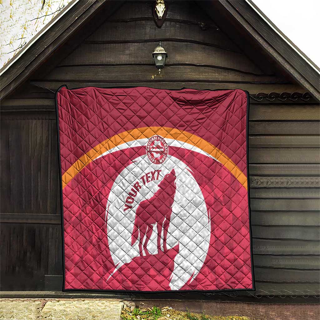 Custom Latvia Football Quilt Go Wolves Latvija Folk Pattern