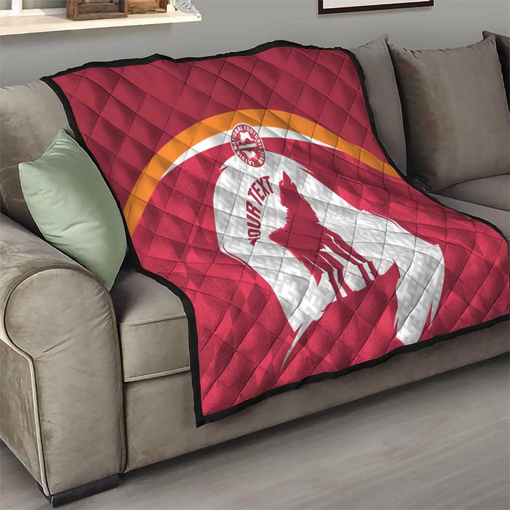 Custom Latvia Football Quilt Go Wolves Latvija Folk Pattern