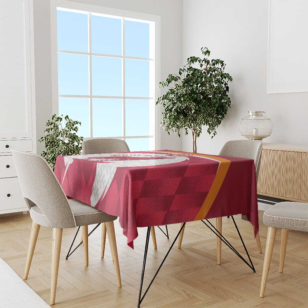 Custom Latvia Football Tablecloth Go Wolves Latvija Folk Pattern