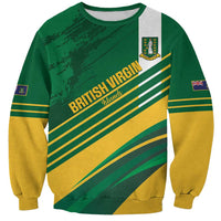 Green football sweatshirt with diagonal flag stripes, crest patch, and long sleeves