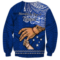 Samoa Father’s Day blue sweatshirt with Polynesian graphic and hands illustration