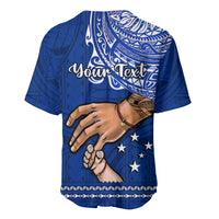 Men's blue Samoa baseball jersey back with custom 'Your Text' lettering and stars