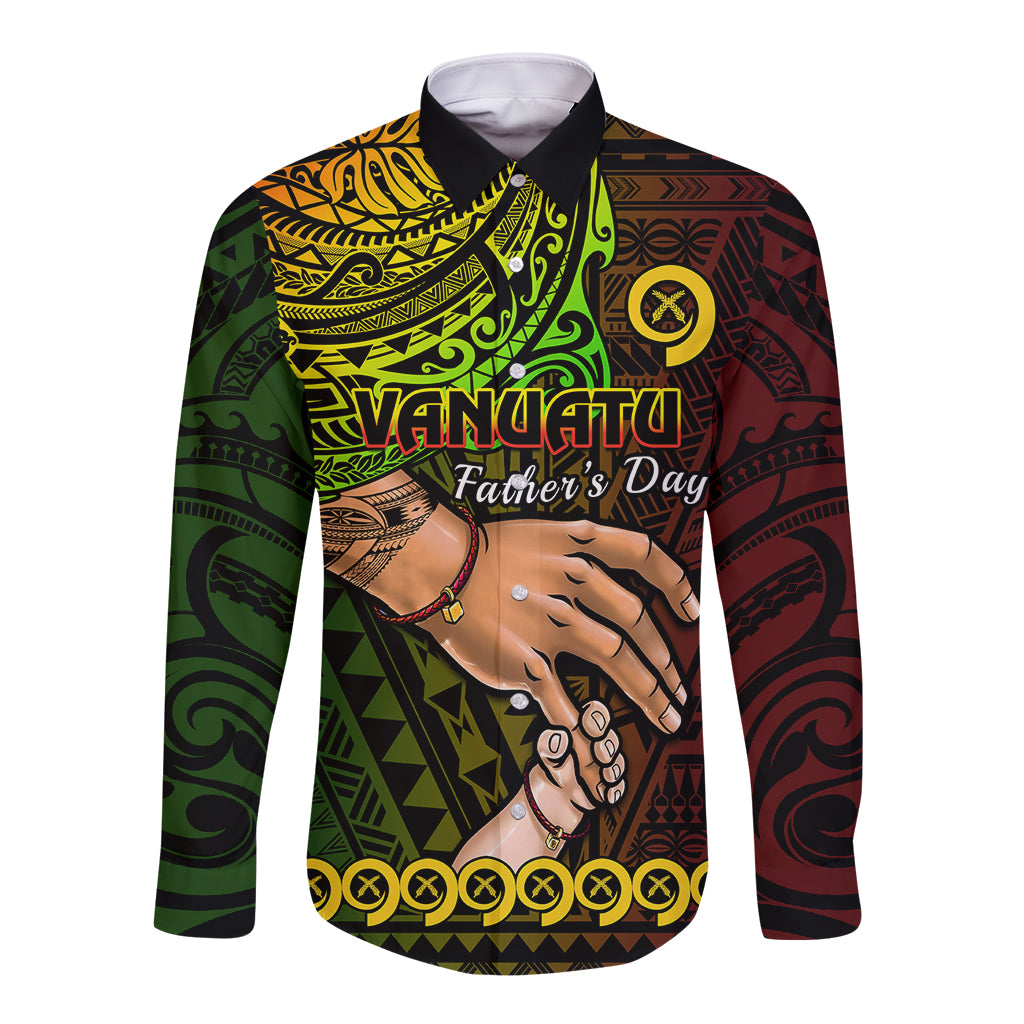 Polynesian Pride Father Day Vanuatu Long Sleeve Button Shirt I Love You Dad Reggae Version - Wonder Print Shop