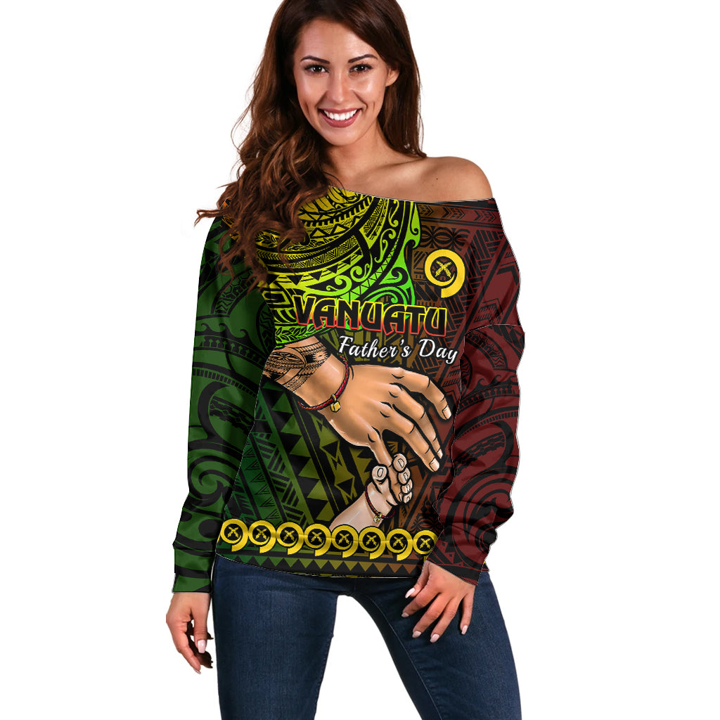 Polynesian Pride Father Day Vanuatu Off Shoulder Sweater I Love You Dad Reggae Version - Wonder Print Shop