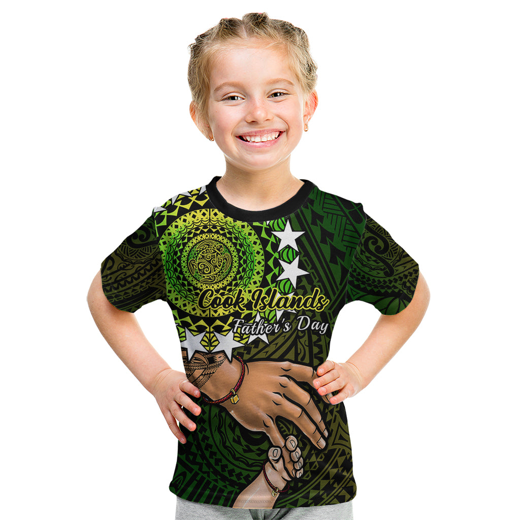 Polynesian Pride Father Day Cook Islands Kid T Shirt I Love You Dad Kuki Airani Turtle Pattern - Wonder Print Shop