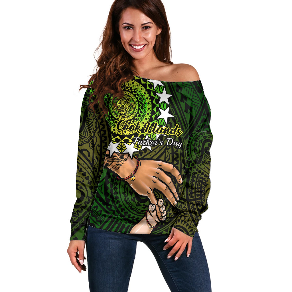 Polynesian Pride Father Day Cook Islands Off Shoulder Sweater I Love You Dad Kuki Airani Turtle Pattern - Wonder Print Shop