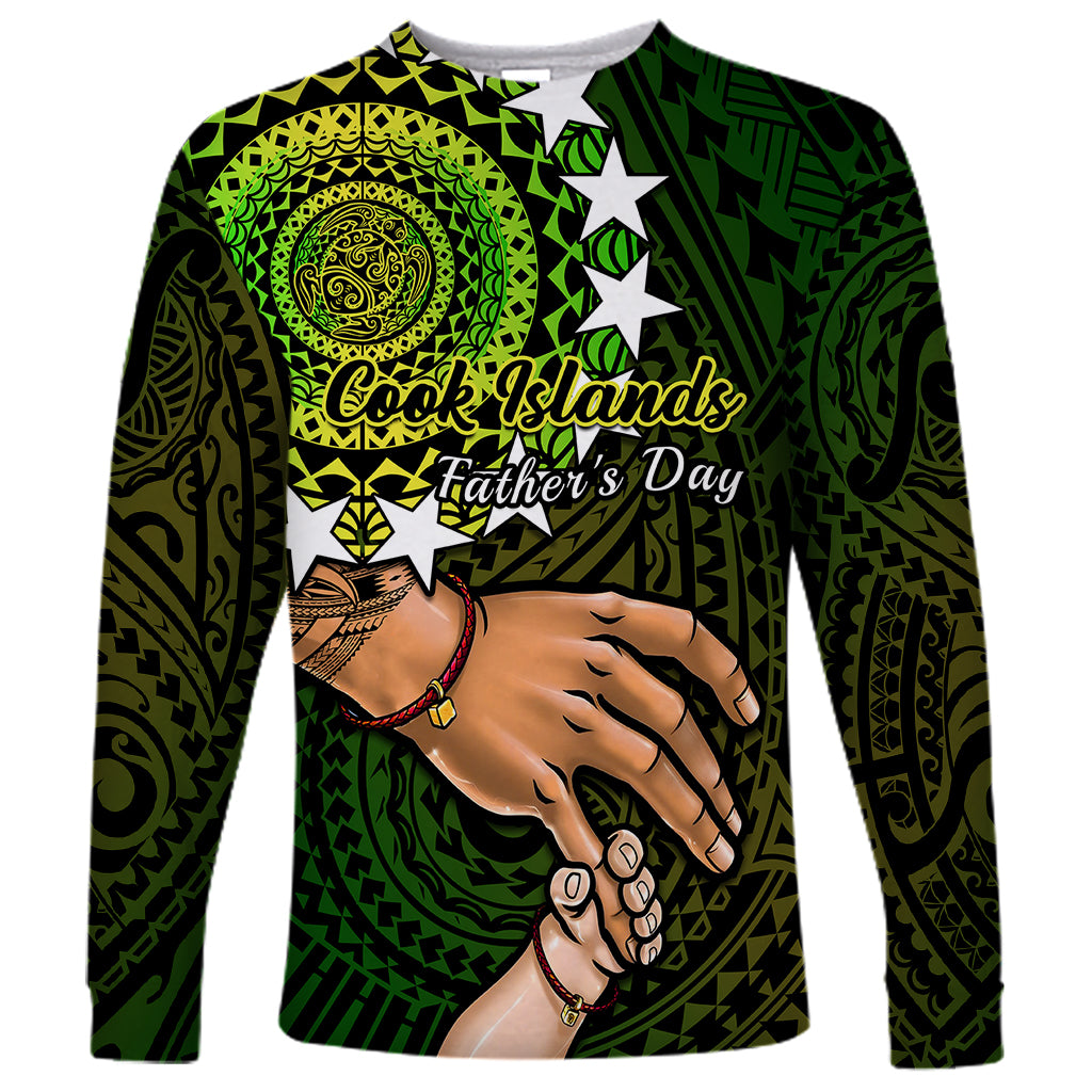 Personalised Father Day Cook Islands Long Sleeve Shirt I Love You Dad Kuki Airani Turtle Pattern - Wonder Print Shop