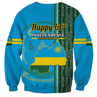 Blue unisex sweatshirt with Happy 61st Independence Anniversary back graphic and map
