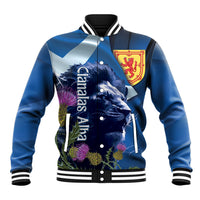 Cianalas Alba Scotland Baseball Jacket Scottish Lion and Thistle Blue Version