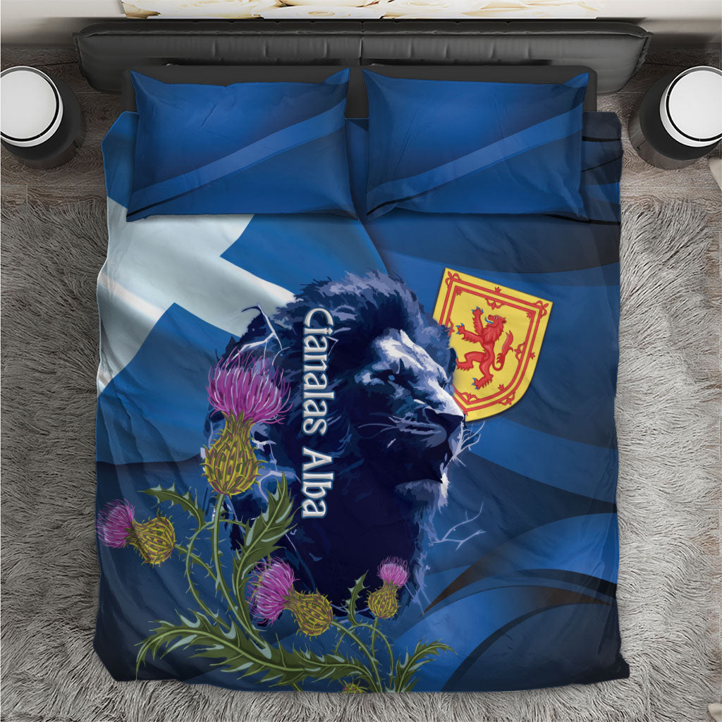 Cianalas Alba Scotland Bedding Set Scottish Lion and Thistle Blue Version