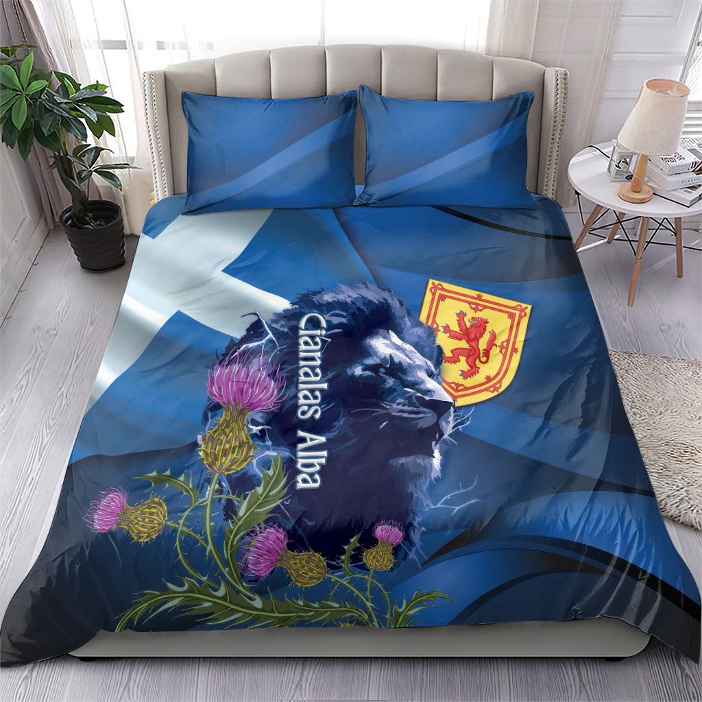 Cianalas Alba Scotland Bedding Set Scottish Lion and Thistle Blue Version