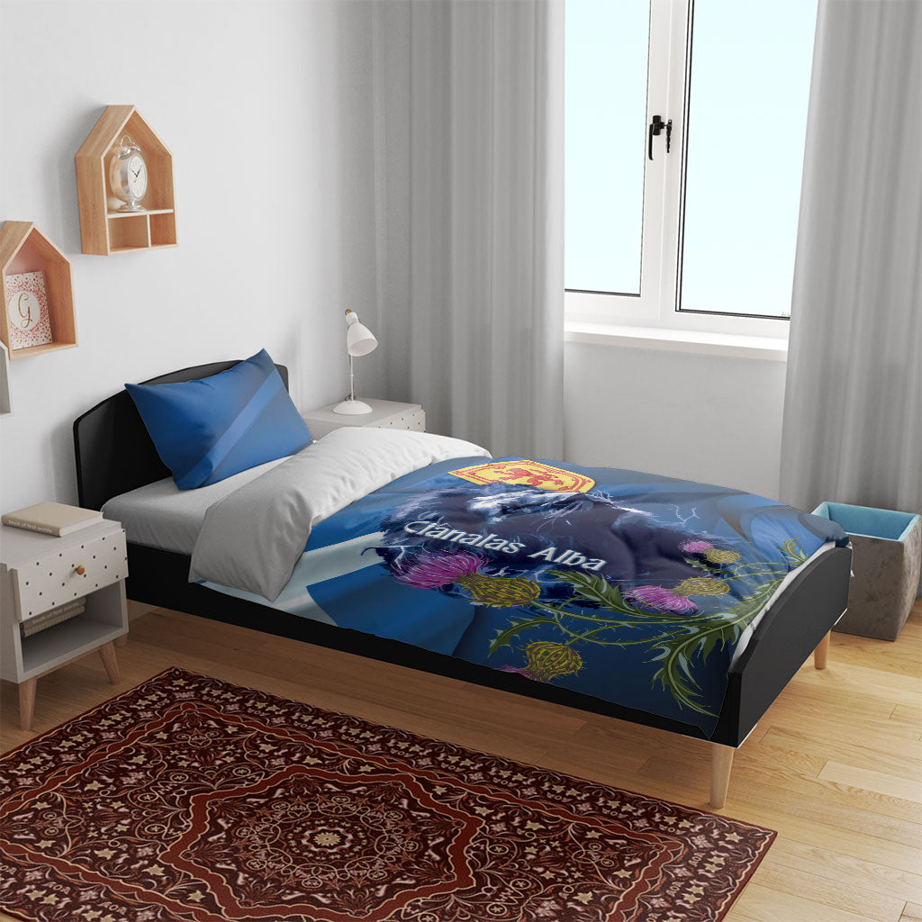 Cianalas Alba Scotland Bedding Set Scottish Lion and Thistle Blue Version