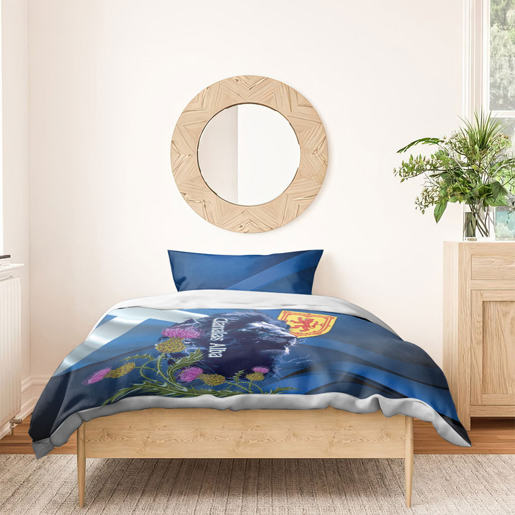 Cianalas Alba Scotland Bedding Set Scottish Lion and Thistle Blue Version