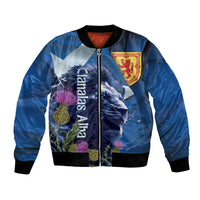 Cianalas Alba Scotland Bomber Jacket Scottish Lion and Thistle Blue Version