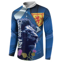Cianalas Alba Scotland Button Sweatshirt Scottish Lion and Thistle Blue Version