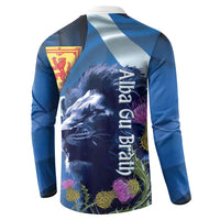 Cianalas Alba Scotland Button Sweatshirt Scottish Lion and Thistle Blue Version