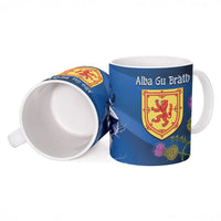 Cianalas Alba Scotland Ceramic Mug Scottish Lion and Thistle Blue Version