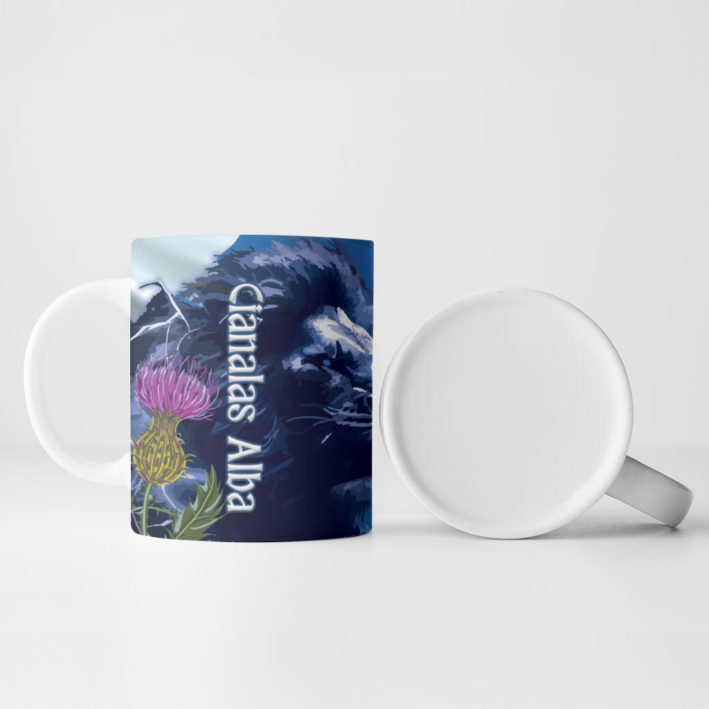 Cianalas Alba Scotland Ceramic Mug Scottish Lion and Thistle Blue Version