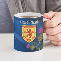 Cianalas Alba Scotland Ceramic Mug Scottish Lion and Thistle Blue Version