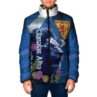 Cianalas Alba Scotland Padded Jacket Scottish Lion and Thistle Blue Version