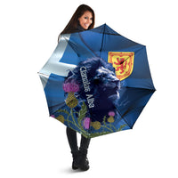 Cianalas Alba Scotland Umbrella Scottish Lion and Thistle Blue Version