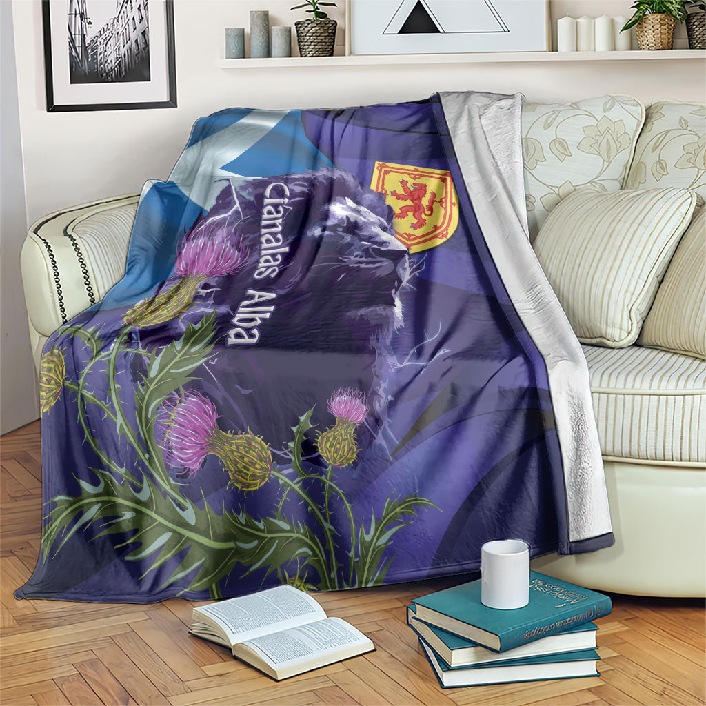 Cianalas Alba Scotland Blanket Scottish Lion and Thistle Purple Version
