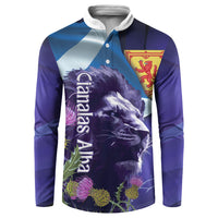 Cianalas Alba Scotland Button Sweatshirt Scottish Lion and Thistle Purple Version