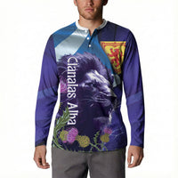 Cianalas Alba Scotland Button Sweatshirt Scottish Lion and Thistle Purple Version