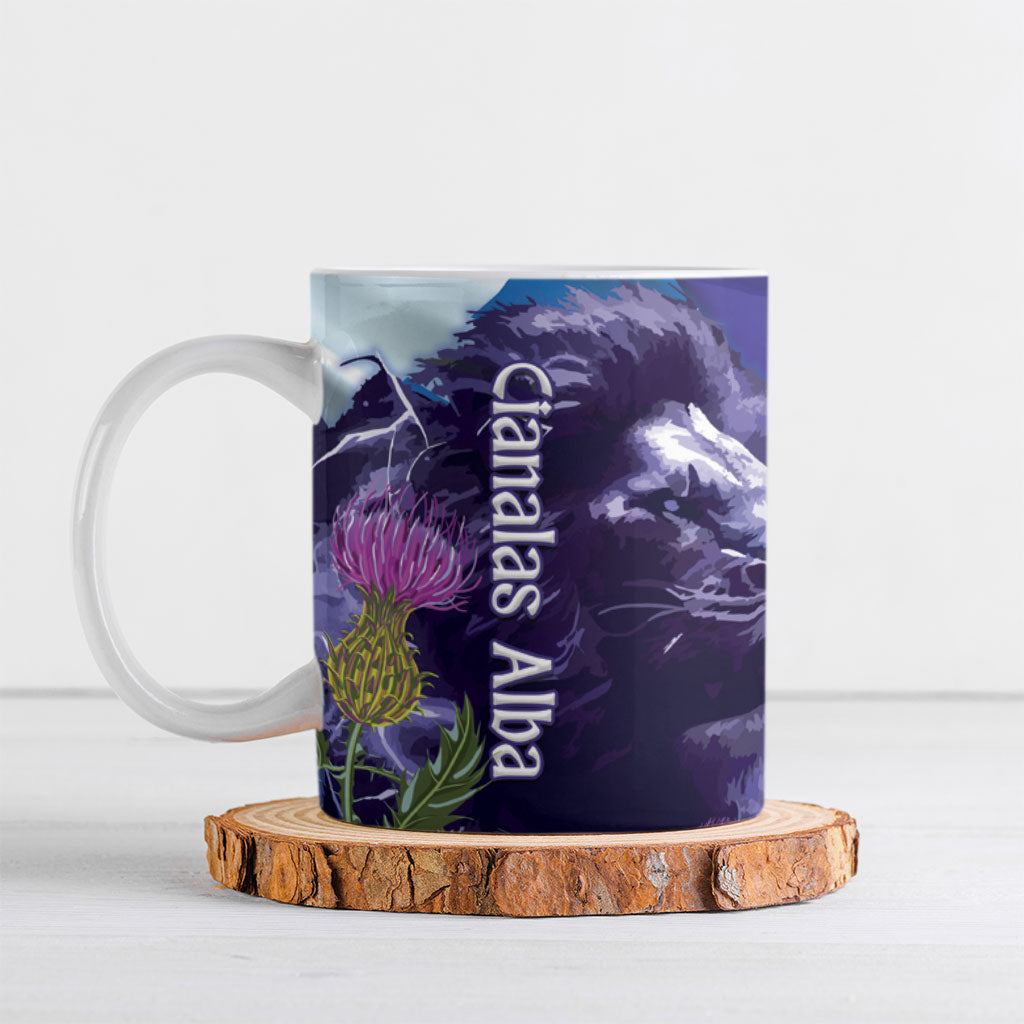 Cianalas Alba Scotland Ceramic Mug Scottish Lion and Thistle Purple Version