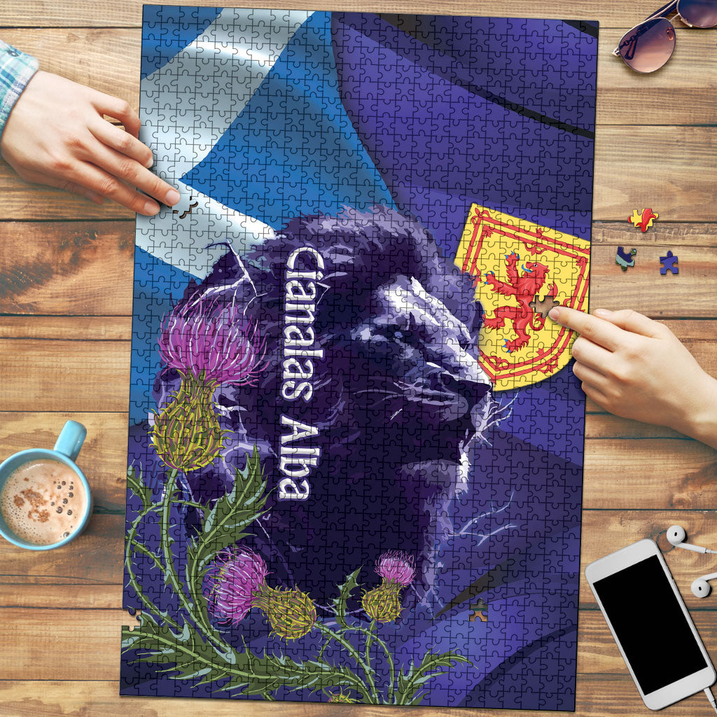 Cianalas Alba Scotland Puzzle Scottish Lion and Thistle Purple Version