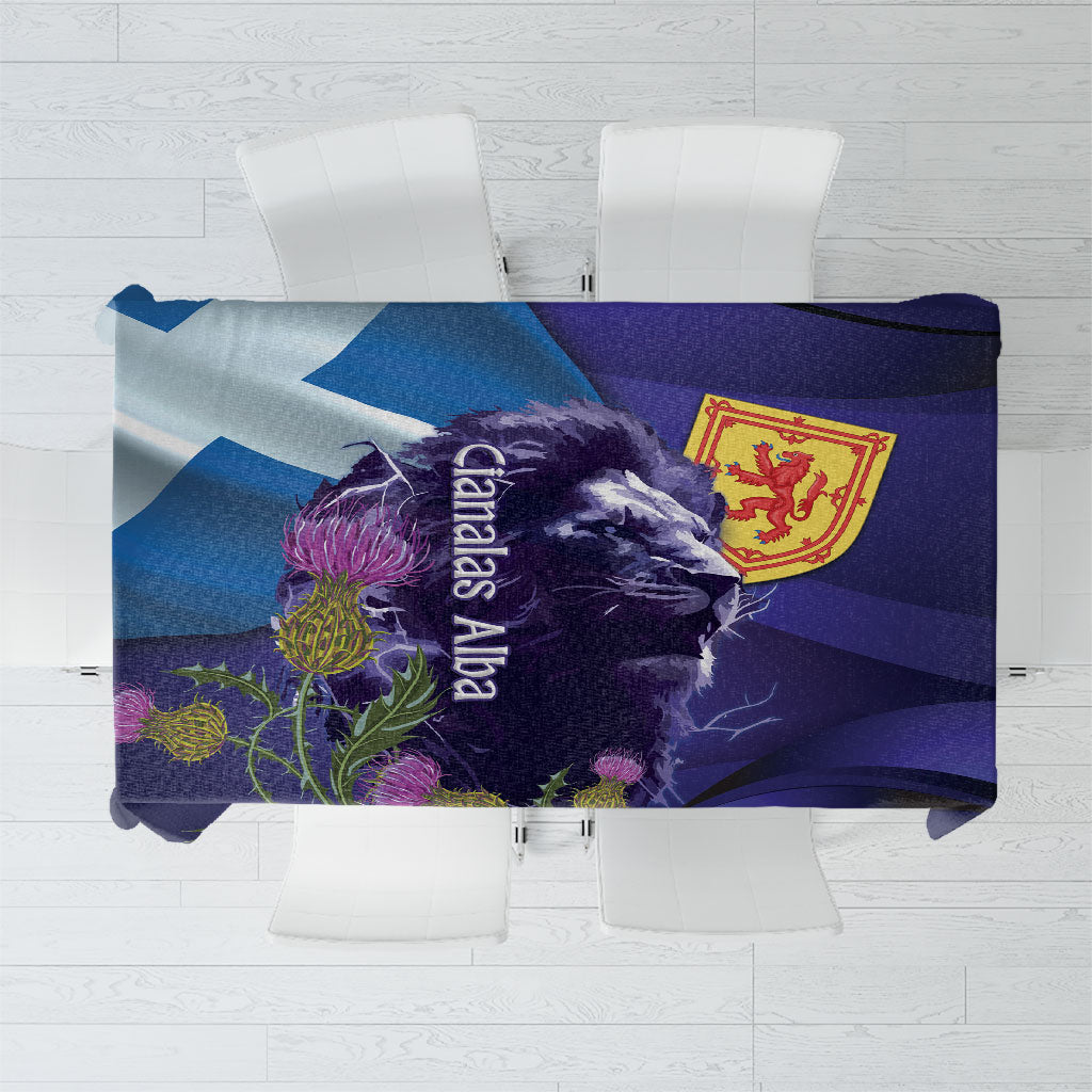 Cianalas Alba Scotland Tablecloth Scottish Lion and Thistle Purple Version