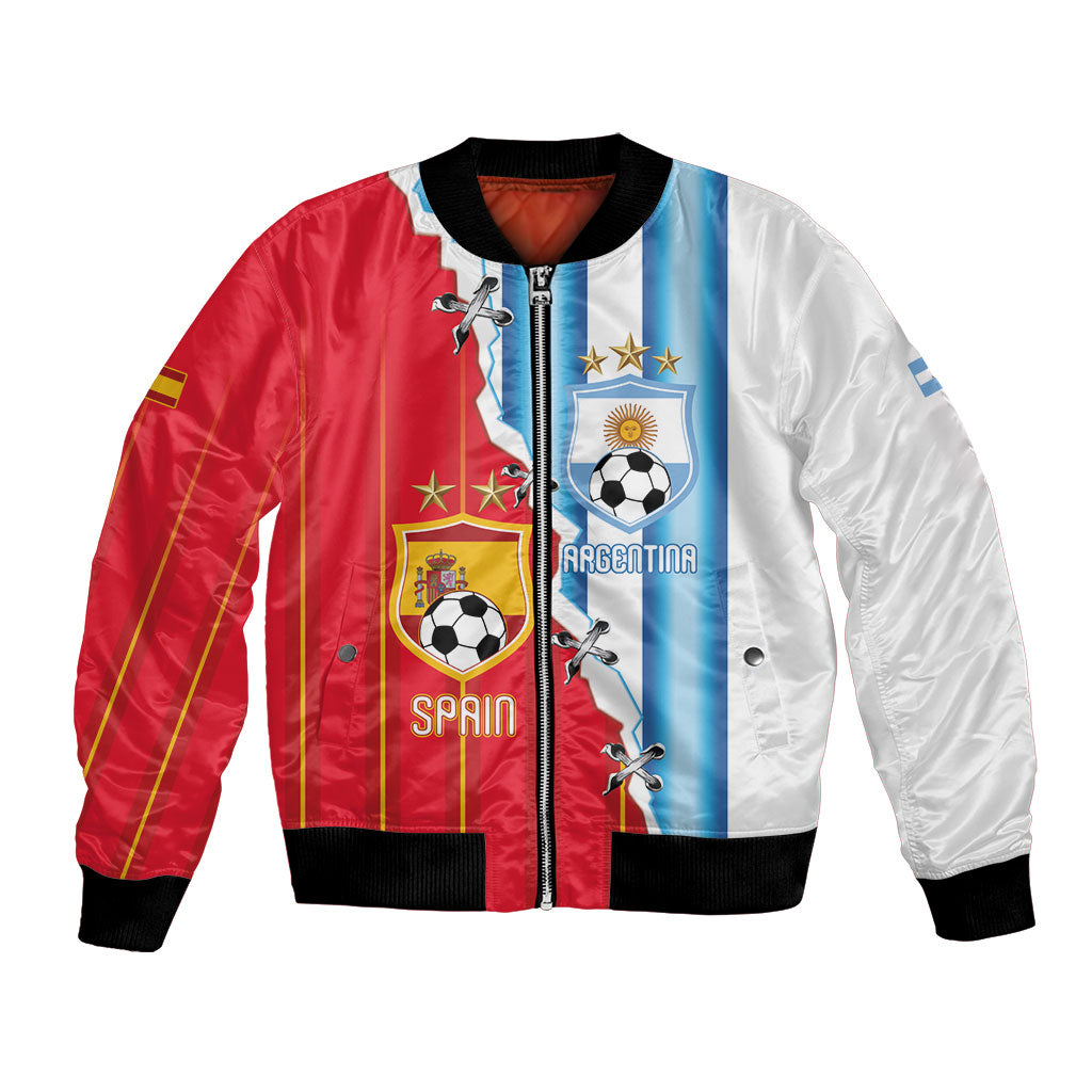 Custom Argentina Spain Football 2026 Bomber Jacket La Albiceleste La Roja Together