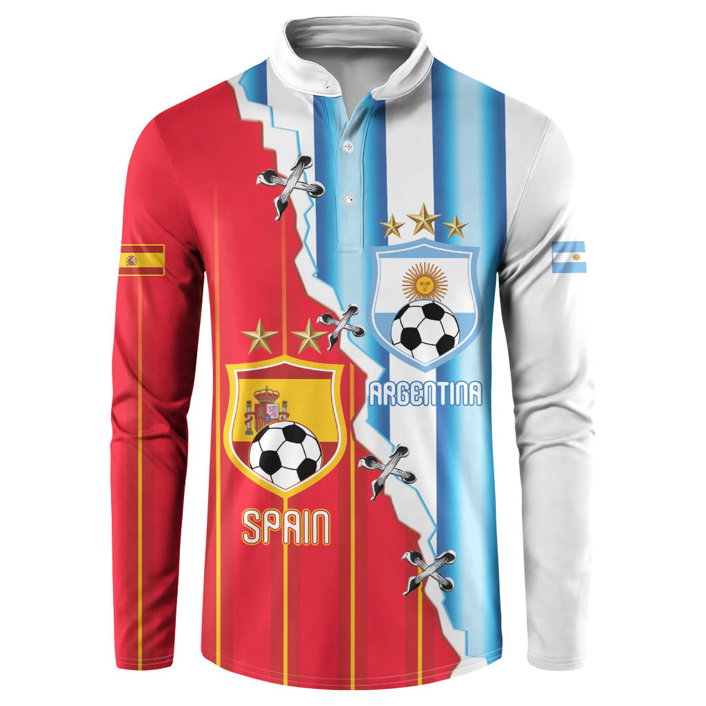 Custom Argentina Spain Football 2026 Button Sweatshirt La Albiceleste La Roja Together