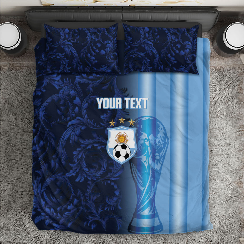 Custom Argentina World Football 2026 Bedding Set La Albiceleste 4th Champion Proud