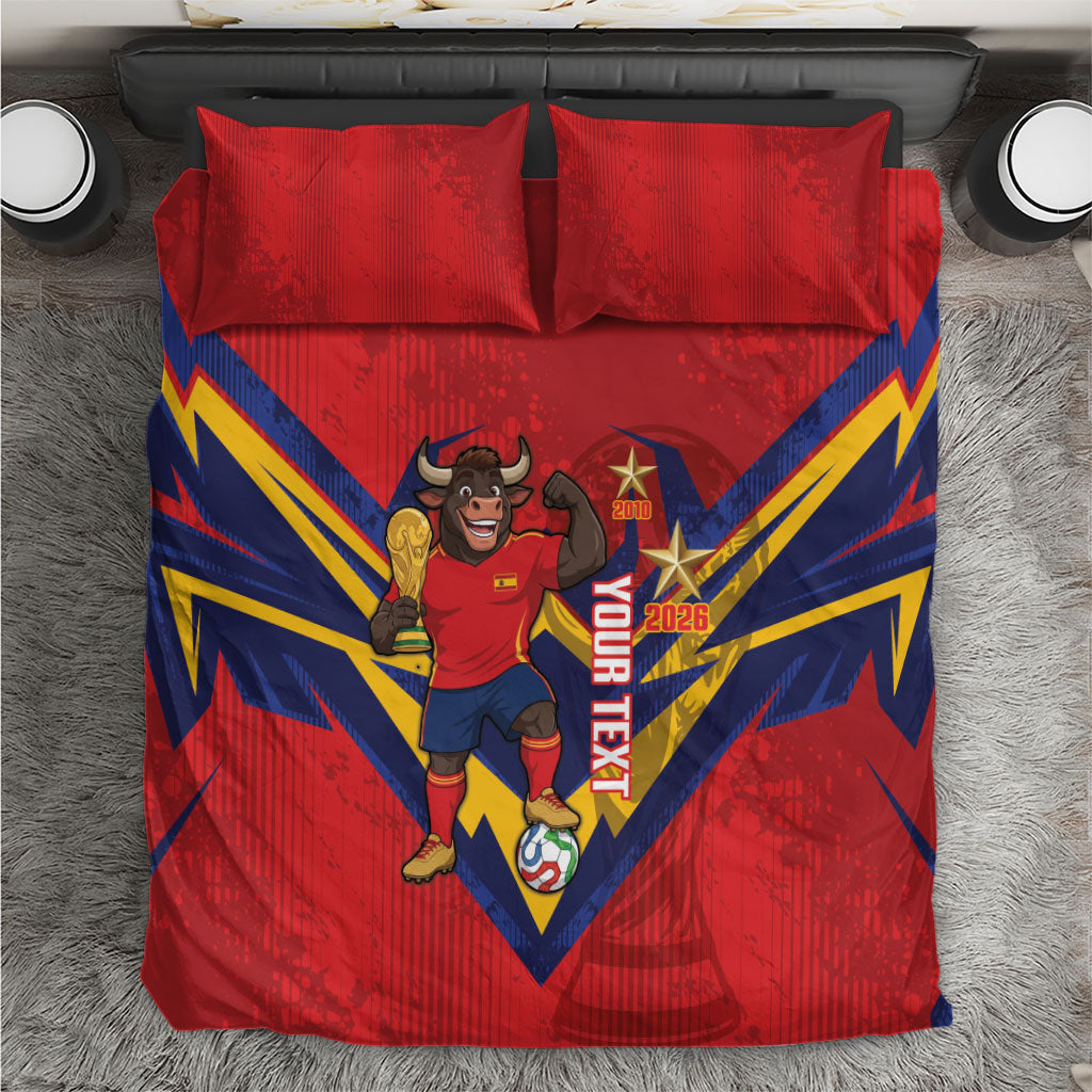 Custom Spain World Football 2026 Bedding Set La Roja 2nd Champion Proud