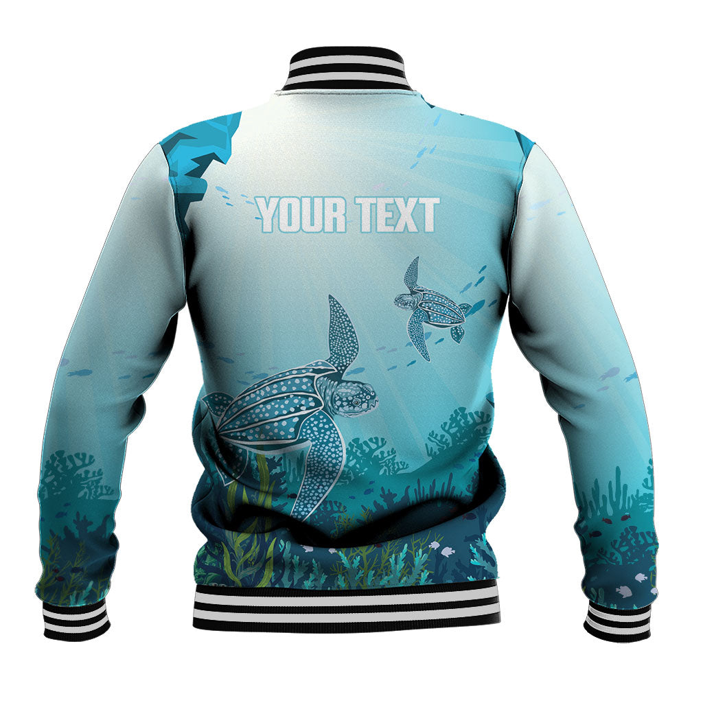 Personalized Dominica Freediving Baseball Jacket Leatherback Sea Turtle Ocean Style